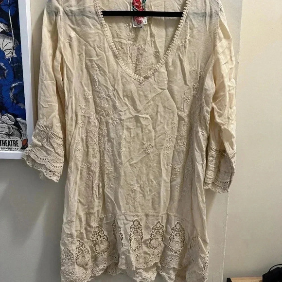 Johnny Was Tops - Johnny was sheer cream lace-long top/short dress